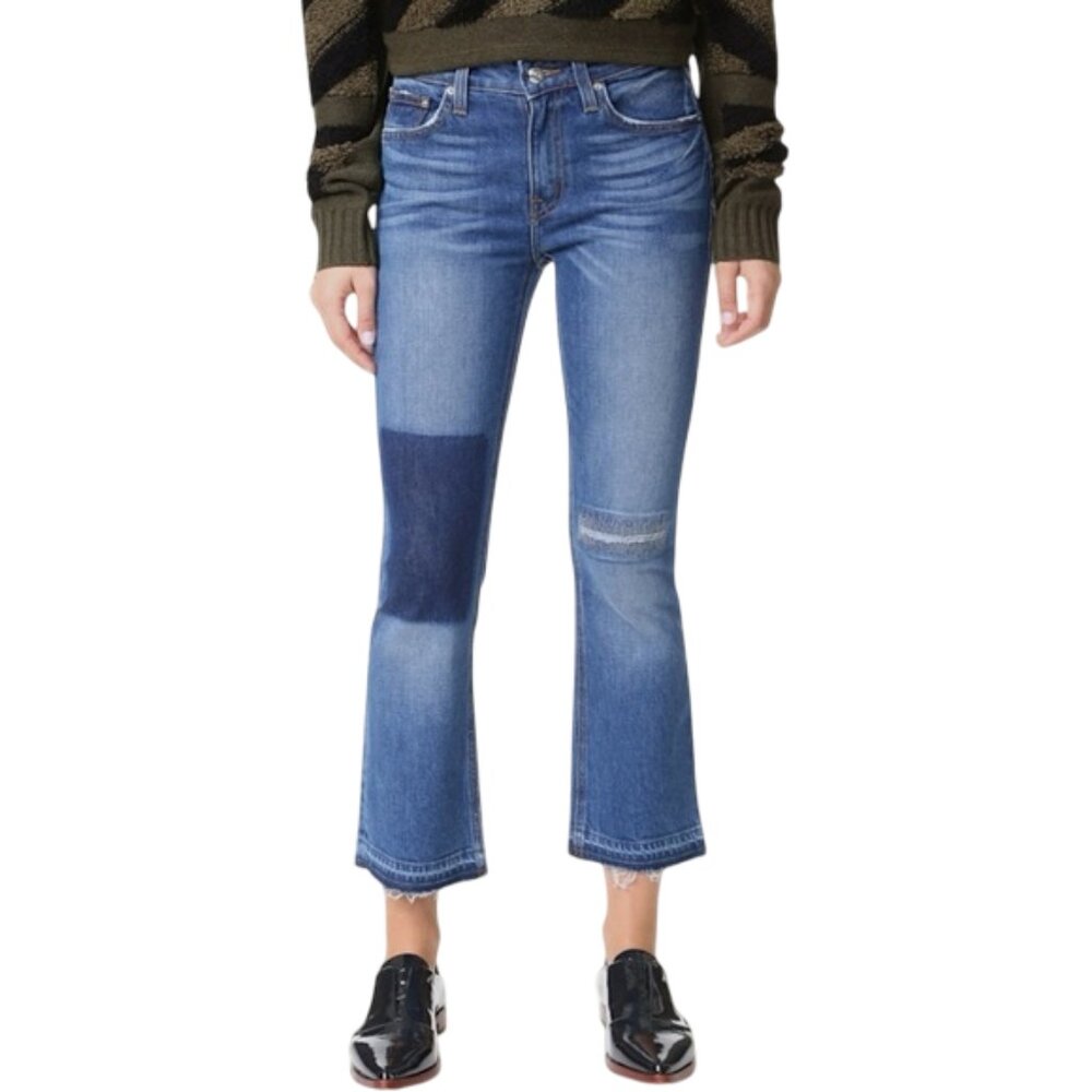 10 Crosby Derek Lam blue gia mid-rise cropped flare jeans size 27